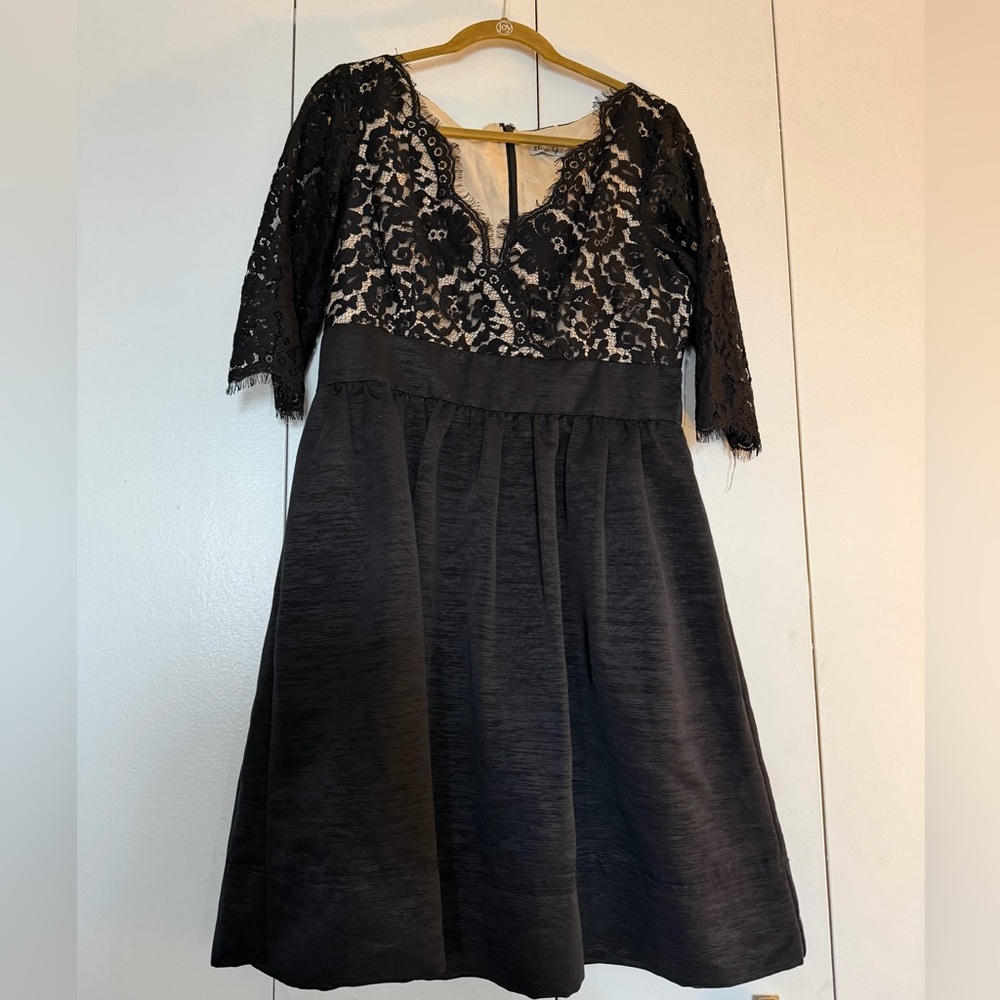 Eliza J Black Lace Overlay Cocktail Dress